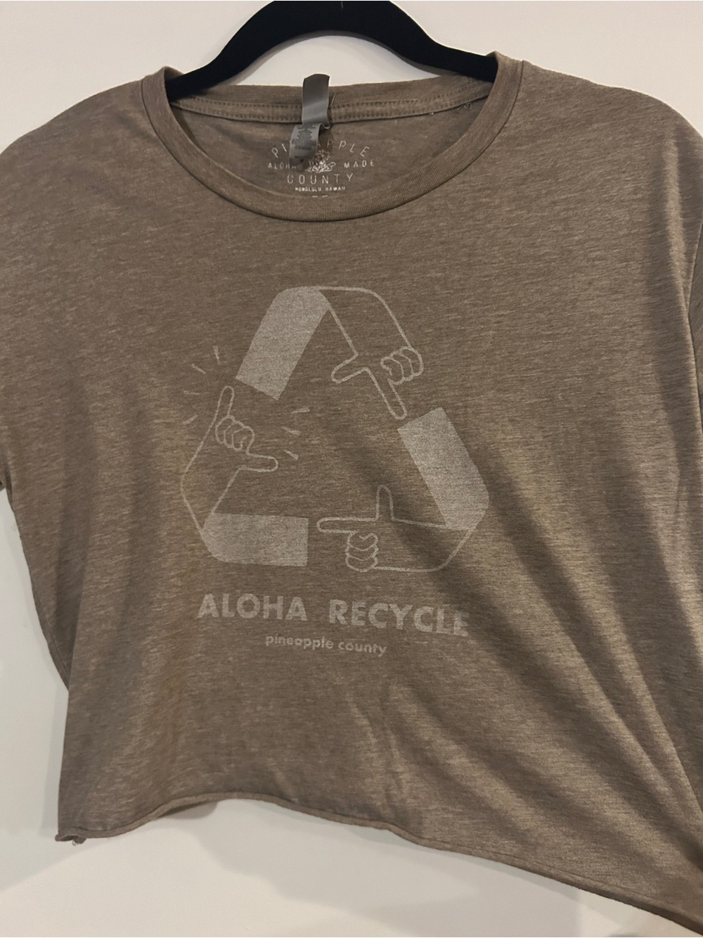 Aloha Recycle Crop Tee - Taupe